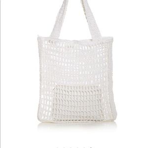 Aqua white crochet bag